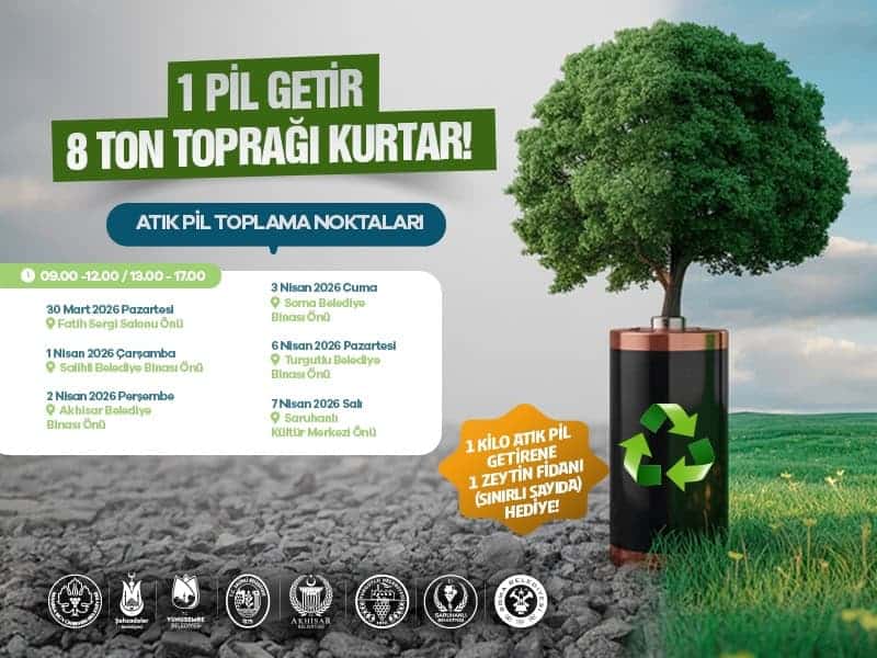 Manisa’da Atık Pil Kampanyası Yeniden Başlıyor: Getirenlere Zeytin Fidanı Hediye Edilecek
